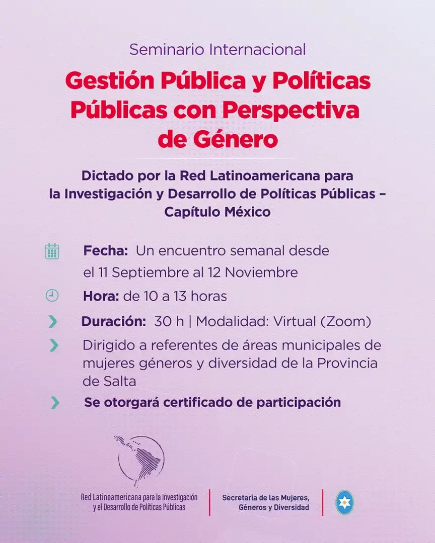 Áreas Municipales de Salta participan en un Seminario Internacional para incorporar la perspectiva de género